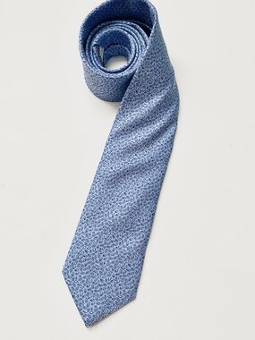 Eton Light Blue Small Leaf Patterned Men's Silk Tie